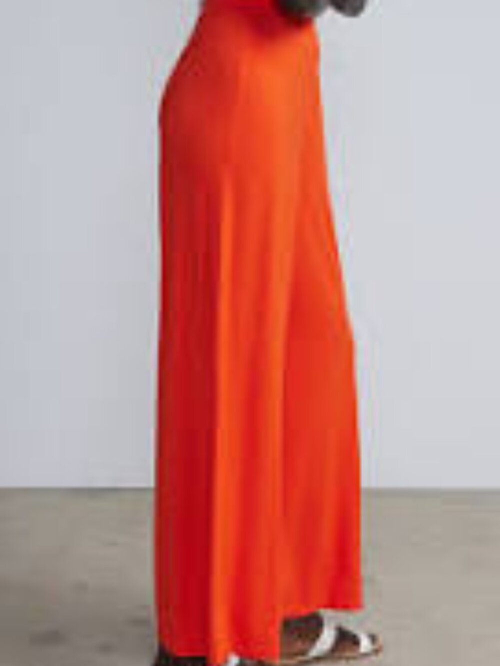 NY & Co Wide Leg Fire Orange Stretch High-Waist Palazzo Pants - Picture 2 of 6